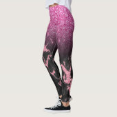 Zwart faux marmer en roze glitter ombre leggings (Links)