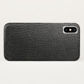 Zwart Faux Snakeskin Lederen Patroon Case-Mate iPhone Case (Achterkant (horizontaal))