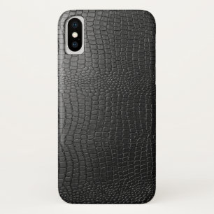 Zwart Faux Snakeskin Lederen Patroon iPhone X Hoesje