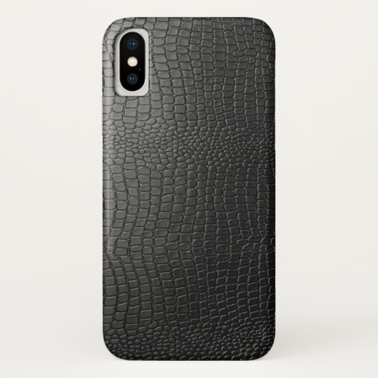 Zwart Faux Snakeskin Lederen Patroon Case-Mate iPhone Case (Achterkant)