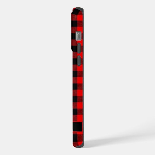  zwart felrood geruit patroon iPhone hoesje (Linkerkant)