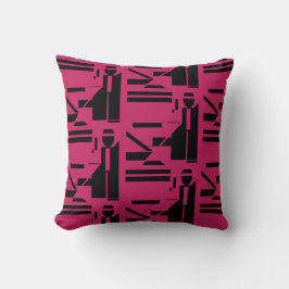 Zwart figuur op het Geometrische vertakte patroon Kussen