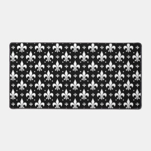 Zwart Fleur-de-lis Patroonontwerp Bureaumat