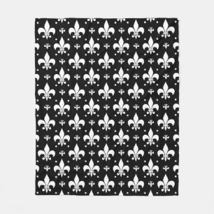 Zwart Fleur-de-lis Patroonontwerp Fleece Deken