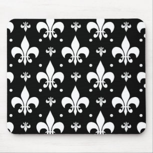 Zwart Fleur-de-lis Patroonontwerp Muismat