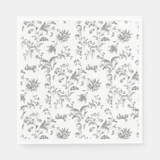 Zwart Floral Papier Napkin Servet