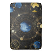 Zwart Fluweel Goud Hemelse Astrologie Badmat (Voorkant Verticaal)