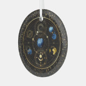 Zwart Fluweel Goud Hemelse Astrologie Glas Ornament (Voorkant links)