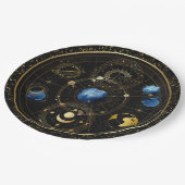 Zwart Fluweel Goud Hemelse Astrologie Papieren Bordje (Gekanteld)