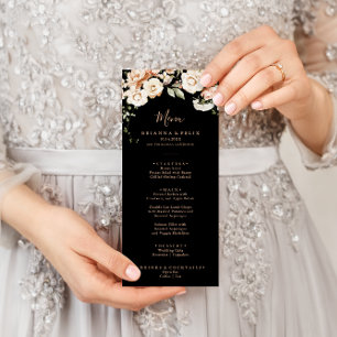 Zwart Formeel Royal Floral diner Menu