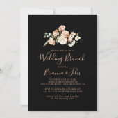 Zwart Formele Koninklijke Bloemen Bruiloft Brunch Kaart (Voorkant)