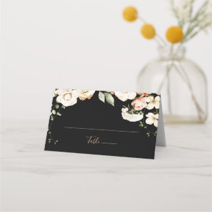 Zwart Formele Royal Floral Wedding Place Card