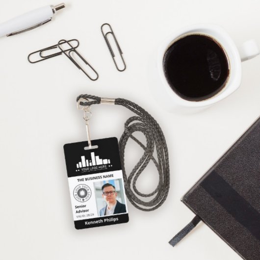 Zwart Foto & 2 Logo's Medewerker ID Badge