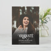 Zwart foto afstuderen kaart (Staand voorkant)