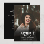 Zwart foto afstuderen kaart (Voorkant / Achterkant)