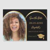 Zwart fotoboog Afstuderen Save the Date kaart (Voorkant)