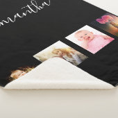 Zwart fotocollage monogram elegant sherpa deken (3/4)