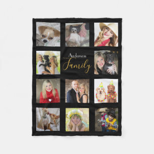 Zwart Fotodeken Collage Instagram Goud Fleece Deken