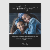 Zwart fotoscript minimalistisch dank u magnet (Voorkant)