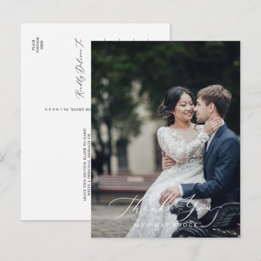 Zwart fotosjabloon fijn maken Bedankt Briefkaart (Voorkant / Achterkant)