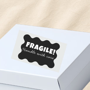 Zwart Fragiel behandel met zorg Zakelijk Rechthoekige Sticker