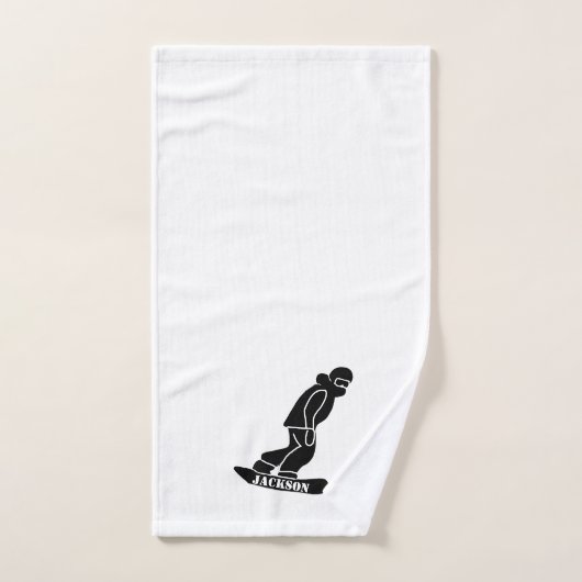 Zwart Freeride Snowboarder Snowboarden Stencil Handdoek (Handdoek)