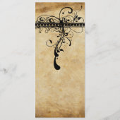 Zwart Funky Elegant Swirls Weddenschap Menu (Achterkant)