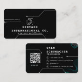 Zwart Futuristisch Modern Programmer Visitekaartje (Voorkant / Achterkant)