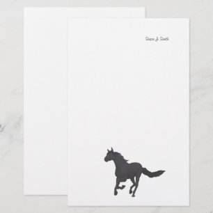 Zwart galopperend paard briefpapier