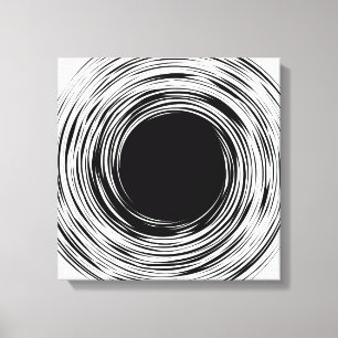 Zwart Gat abstract zwart-wit ontwerp Canvas Afdruk