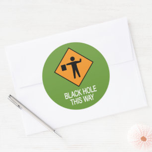 Zwart Gat Deze Weg Platte Kaart Ronde Sticker