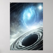 Zwart gat en blauwe gaswolk | AI Art Poster (Voorkant)