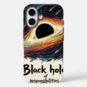 Zwart gat van verantwoordelijkheden - Funny Space iPhone 16 Hoesje