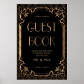 Zwart Gatsby Art Deco gastboek teken Poster (Voorkant)
