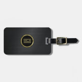 Zwart geborsteld aluminium textuurGouden typografi Bagagelabel (Voorkant horizontaal)