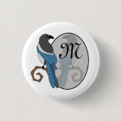 Zwart geborsteld Magpie Monogram Ronde Button 3,2 Cm (Voorkant)