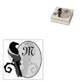 Zwart geborsteld Magpie Monogram Rubberstempel (Gestempeld)