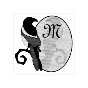 Zwart geborsteld Magpie Monogram Rubberstempel