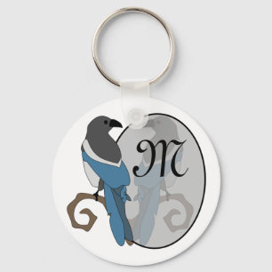 Zwart geborsteld Magpie Monogram Sleutelhanger