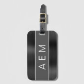 Zwart geborsteld Metaal Monogram Naam en Initiaal Bagagelabel (Voorkant (verticaal))