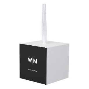 Zwart Gebrandmerkt Logo   Bedrijfsbedrijf Maatscha Kubus Ornament