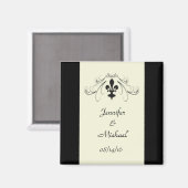 Zwart Gebroken Witte Fleur de Lis Trouwmagneet Magneet (Voorkant / Achterkant)