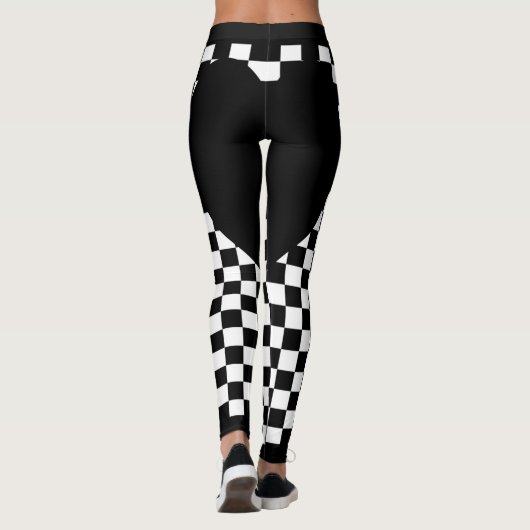 Zwart gecontroleerd hart leggings (Achterkant)