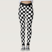 Zwart gecontroleerd hart leggings (Voorkant)