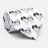 Zwart gedetailleerd Phalène Dog Pattern Cute Honde Stropdas (Opgerold)