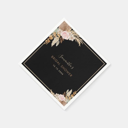 Zwart gedroogd handpalm Leaf Pampas Grass Vrijgeze Servet (Hoek)