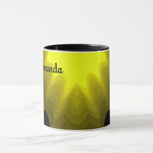 Zwart-geel abstract patroonschilderij mok (Midden)