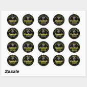 Zwart Geel Afstuderen Custom Graduation Party Ronde Sticker (Vel)