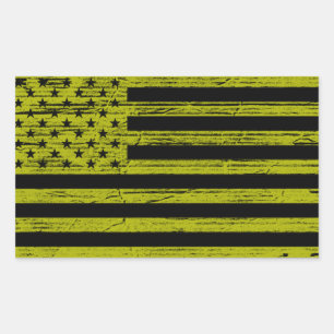 Zwart & Geel Amerikaanse Vlag Grunge Stickers