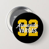 Zwart-geel atleet Jersey Nummer Ronde Button 7,6 Cm (Voorkant /achterkant)